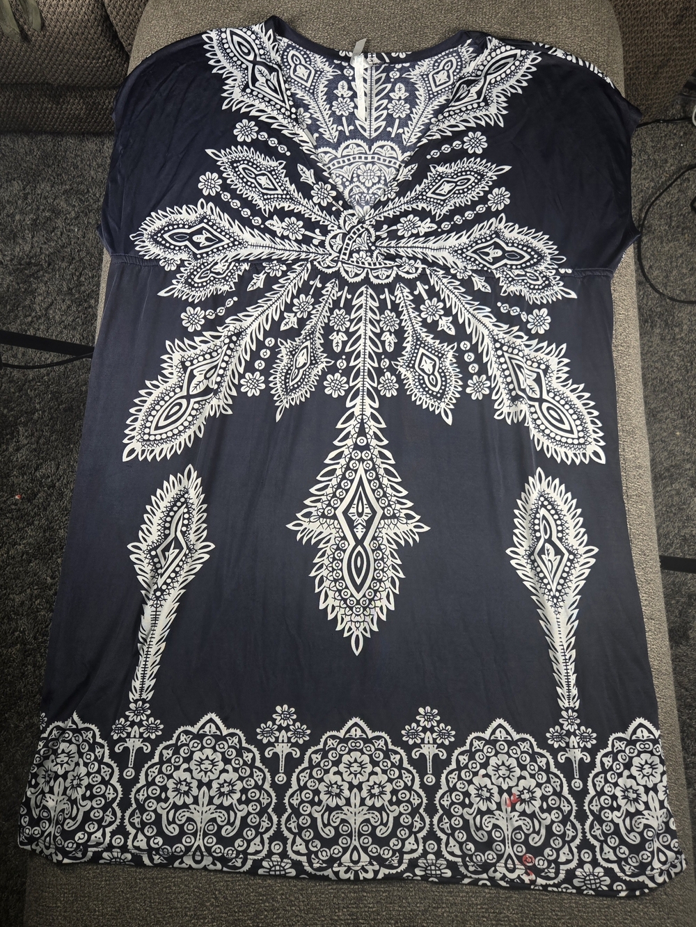 Navy Blue Boho Paisley Print Tunic